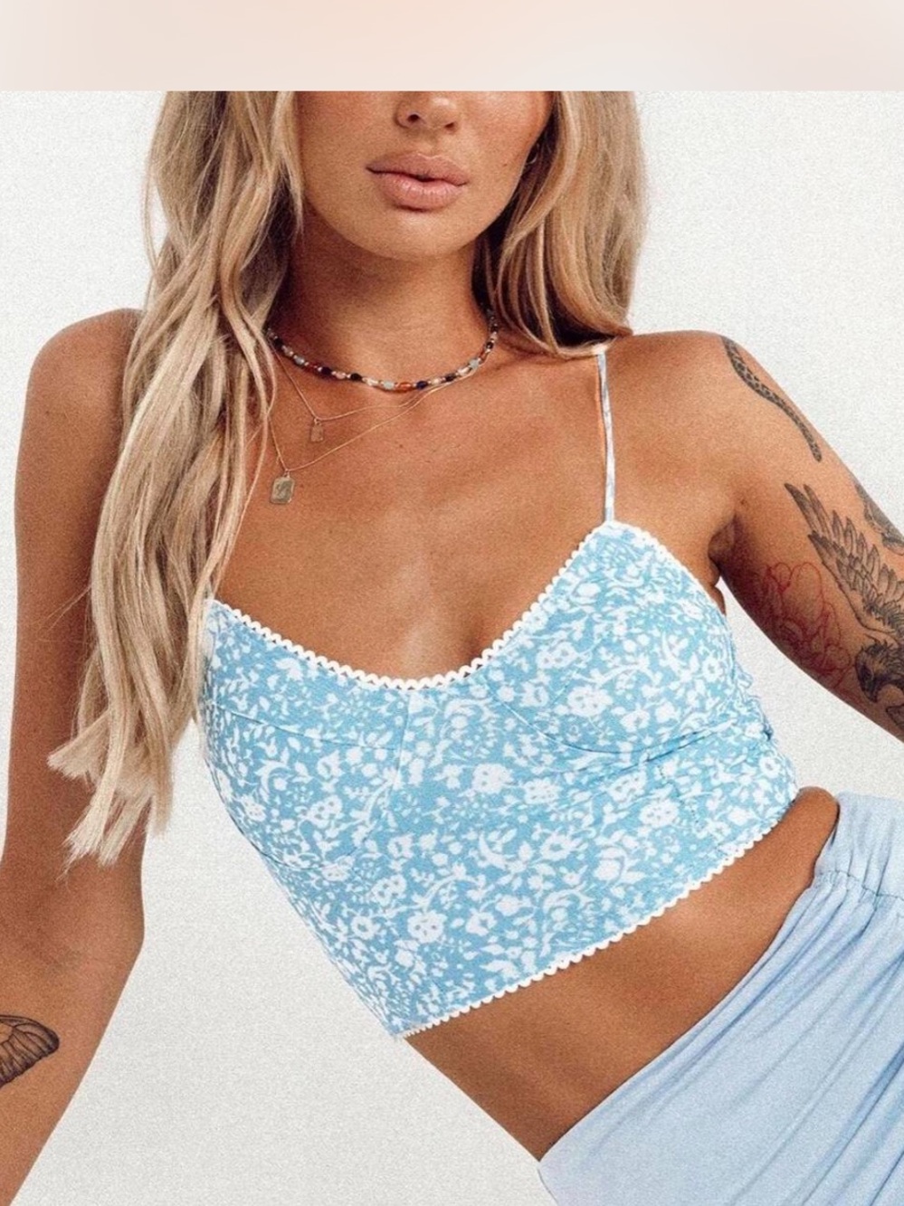 Princess Polly Debbie Floral Lace-Trim Camisole Crop Top